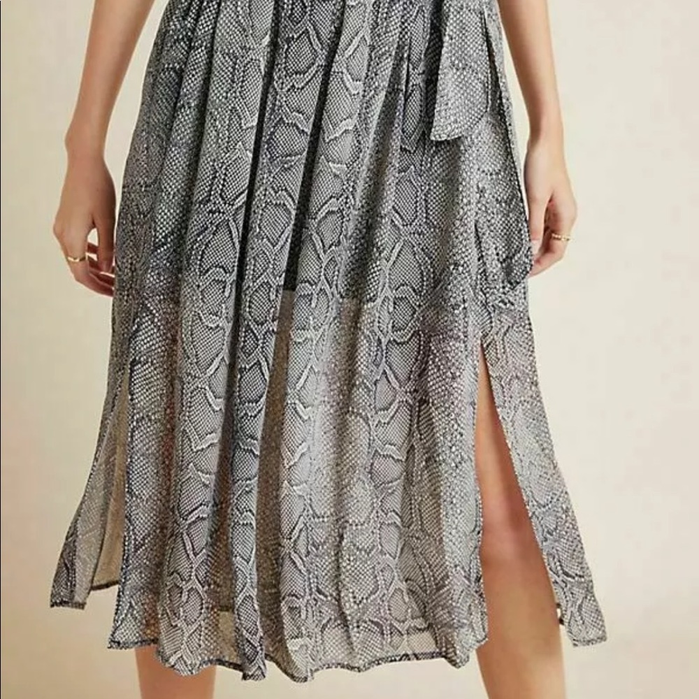 Maeve by Anthropologie Snake Skin Printed Layered Annette Midi Skirt Sz 0